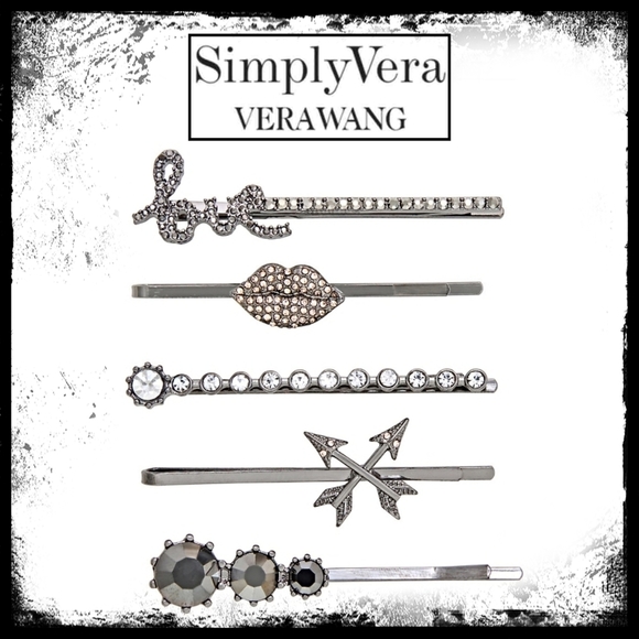 Simply Vera Vera Wang “Love” Bobby Pin Set – Crystal Hairpins | NWT | Set of 5 - Picture 1 of 4